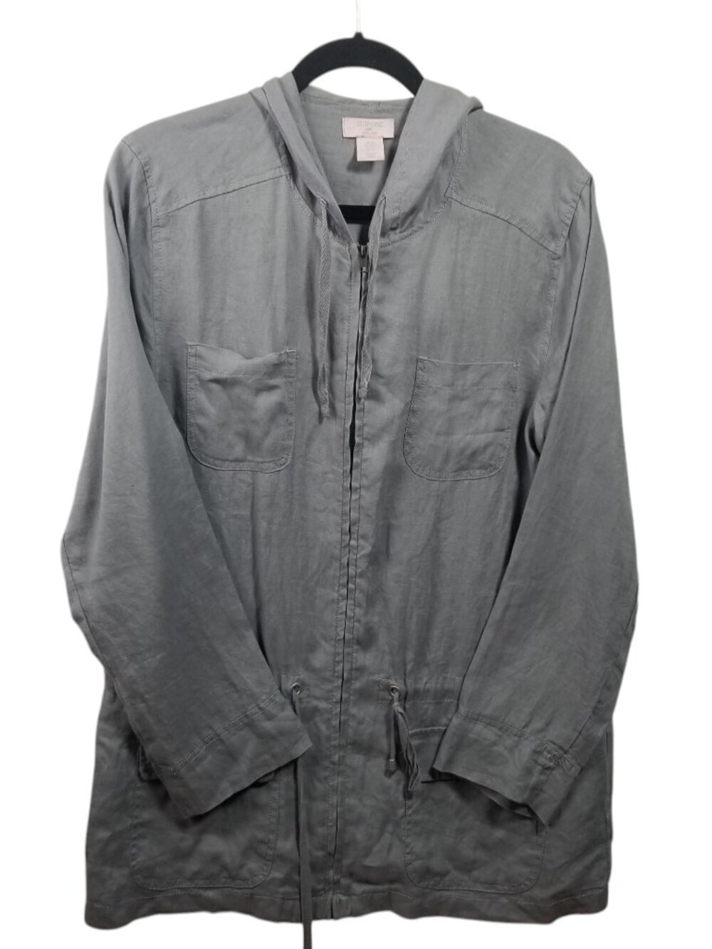 Saint Tropez West Linen Women's Grey Spring Jacket Sz M